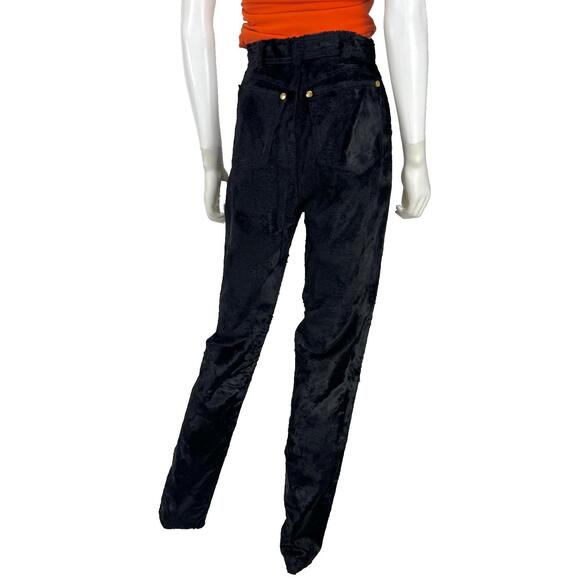 Gianfranco Ferre Black Faux Fur Pants 4 #236100G77B - Picture 6 of 12